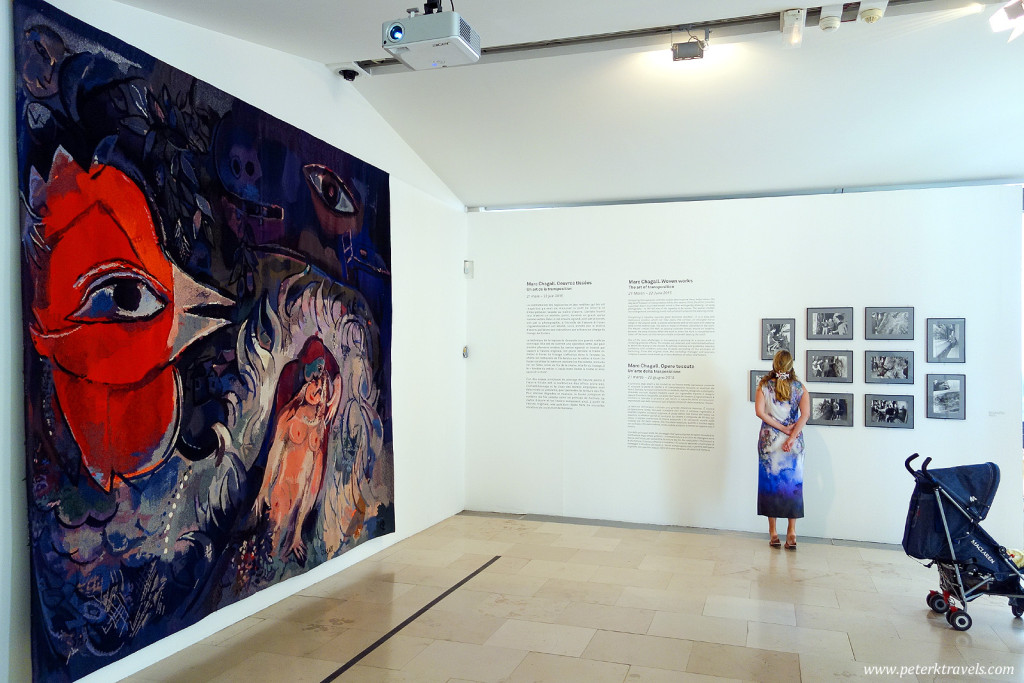 A tapestry display.