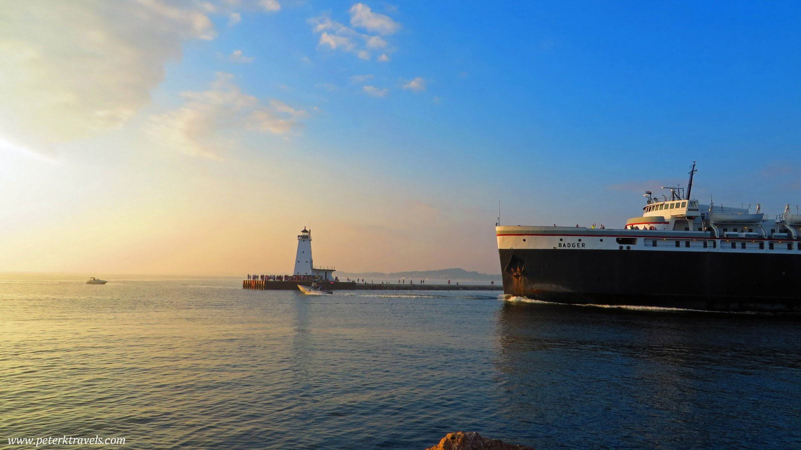 Ludington Light with S.S. Badger