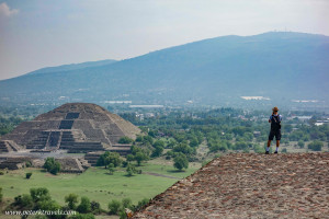 View of Pyramid of the Moon from the Pyramid of the Sun, Teotihuacan.